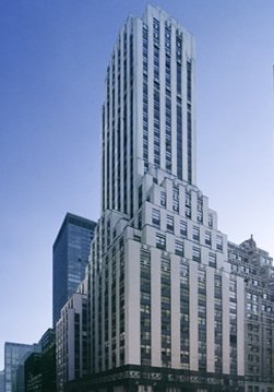 A historic landmark, Art Deco-style office building located at 275 Madison Avenue, Manhattan.