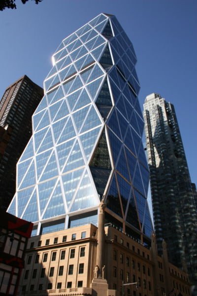 Hearst Tower, energy-efficient Class A office building at 300 West 57th Street, New York City.