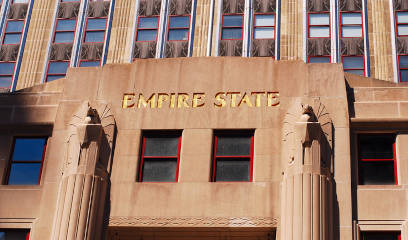 Facade of Empire State Building, ideal NYC office space for lease.