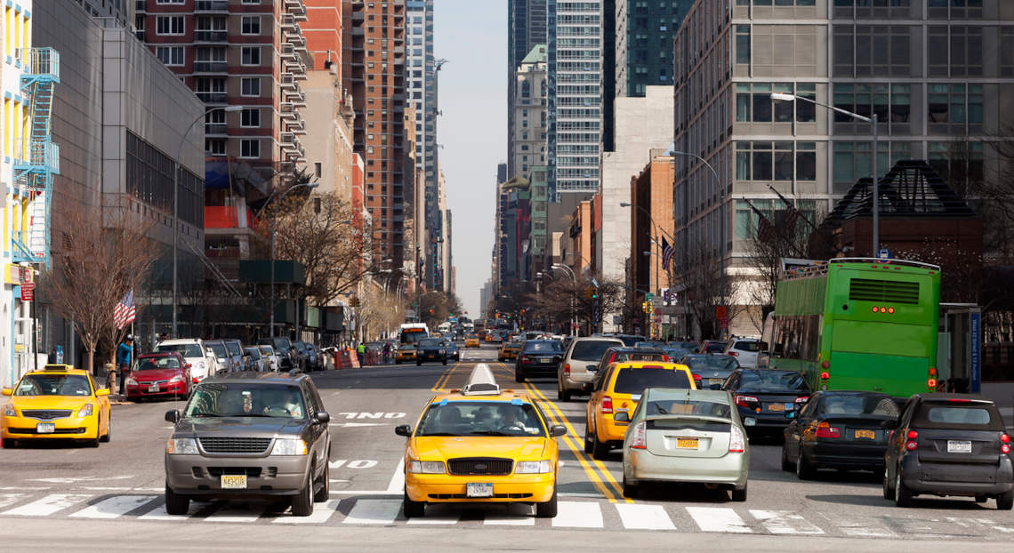 Navigating NYC's bustling streets during rush hour: Commercial real estate search in action.
