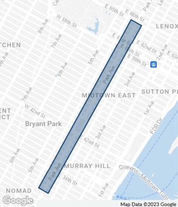Map of Park Avenue in Midtown Manhattan, New York City