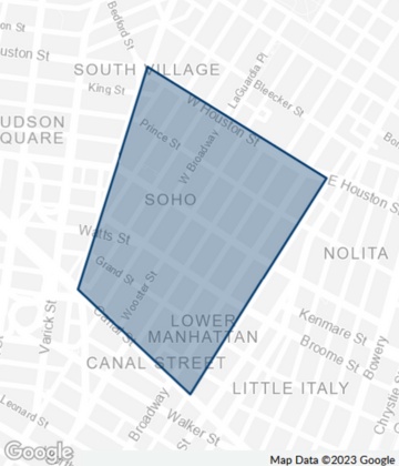 Map of SoHo neighborhood in New York City.